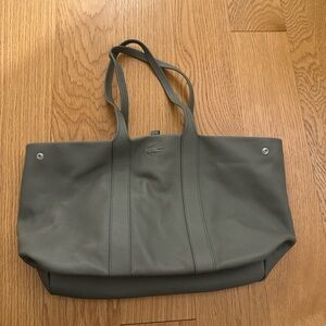 Lacoste Olive Green Leather Tote